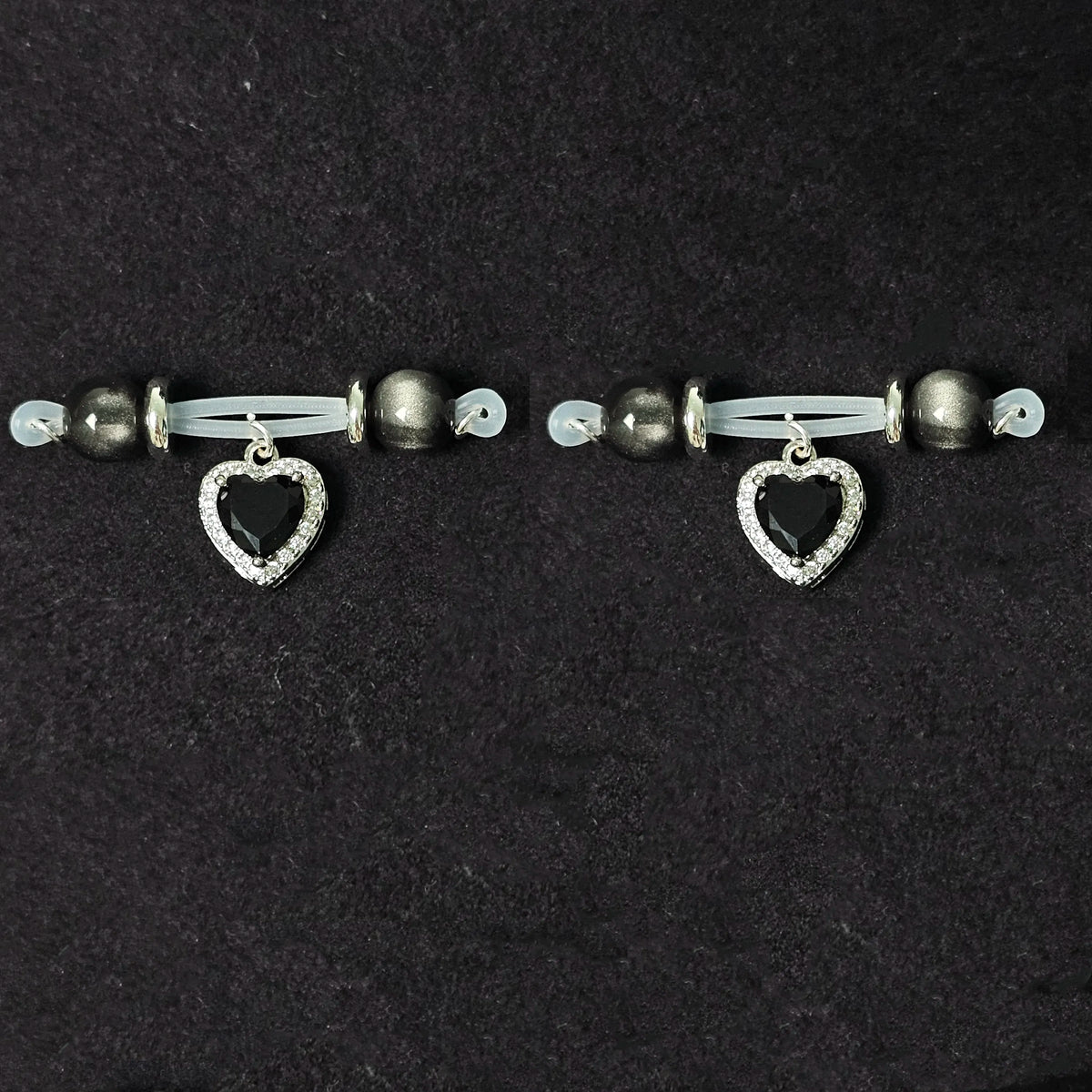 Black Crystal + Gemstone Nipple Rings