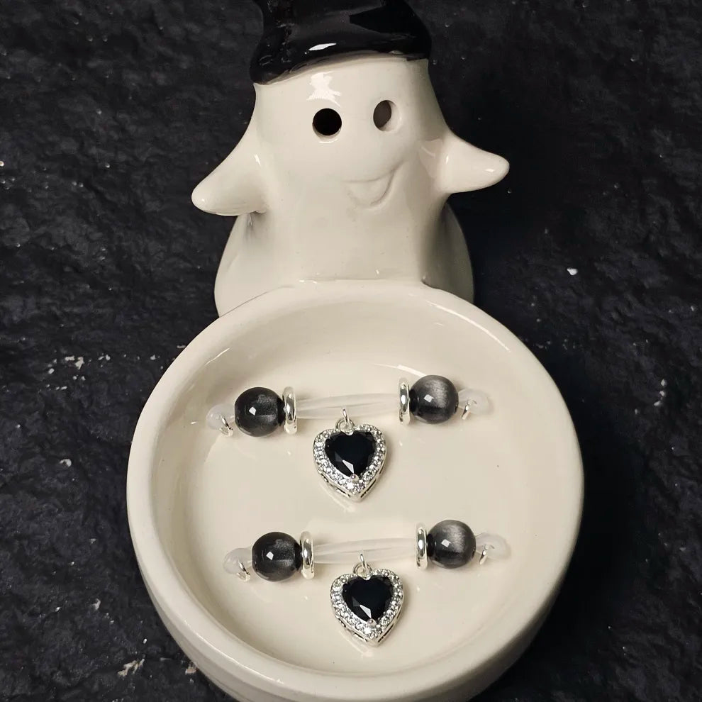 Black Crystal + Gemstone Nipple Rings
