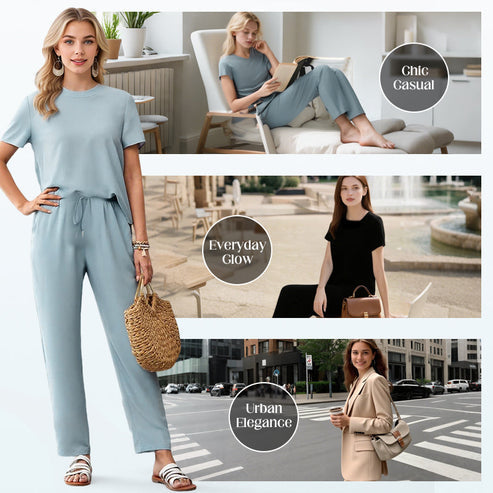 Women's Soft Casual Top and Pants Set