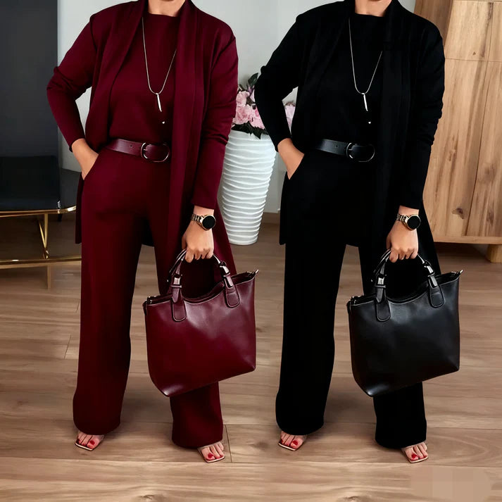 Elegant 3-Piece Cardigan, Top & Pants Set