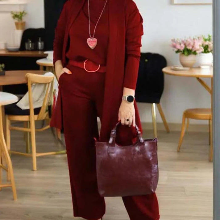 Elegant 3-Piece Cardigan, Top & Pants Set