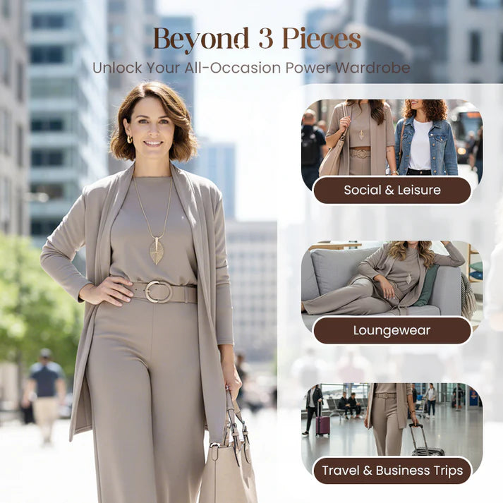 Elegant 3-Piece Cardigan, Top & Pants Set