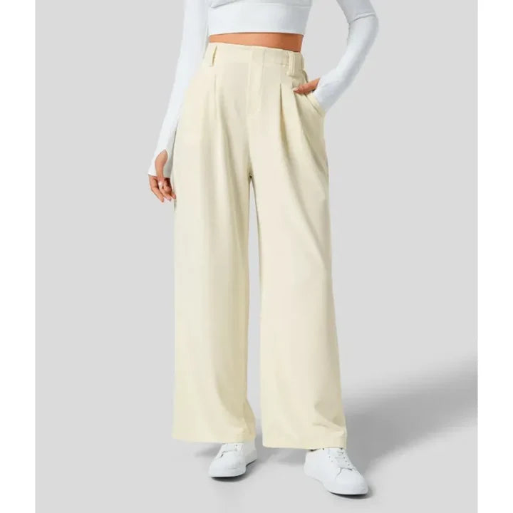 High-waisted straight loose tapered pants