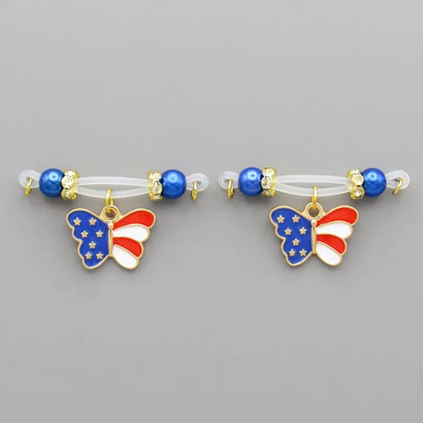 Patriotic Butterfly Nipple Ring