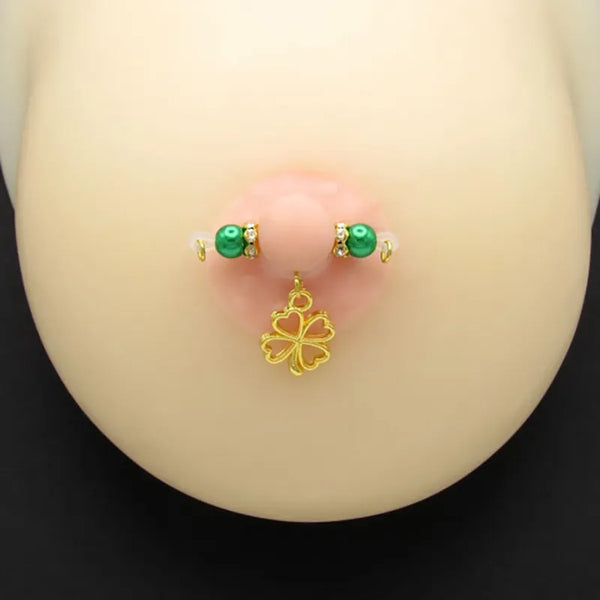 Four-Leaf Clover Charm Nipple Ring