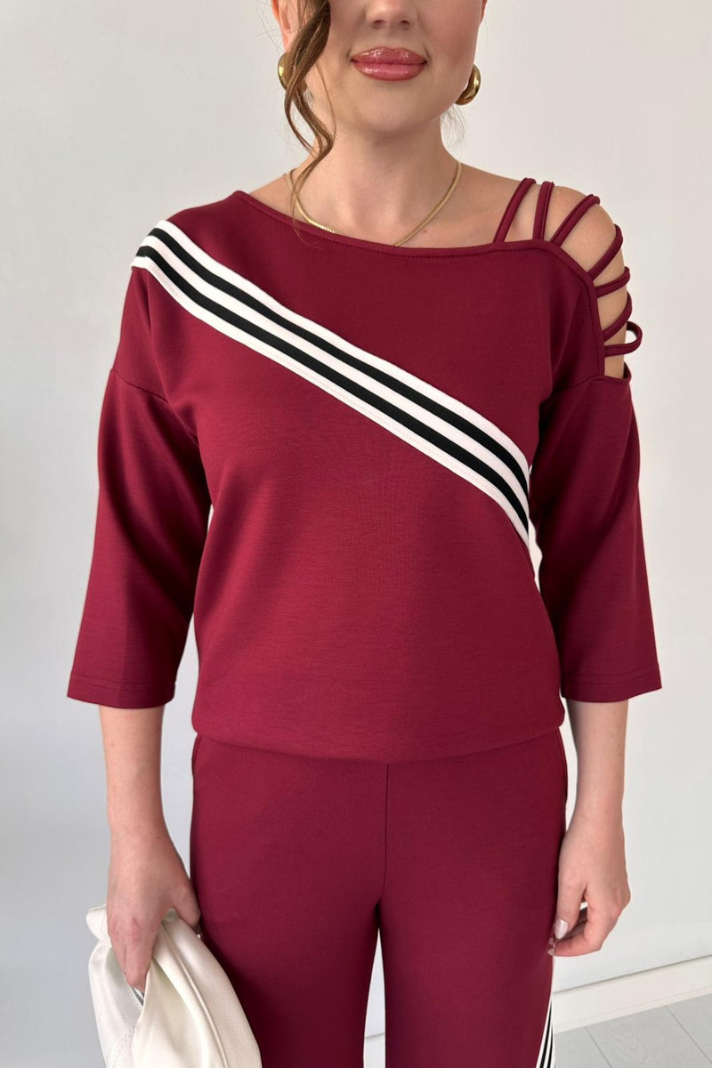 Burgundy Shoulder Detail Two-Piece Suit