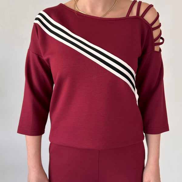 Burgundy Shoulder Detail Two-Piece Suit