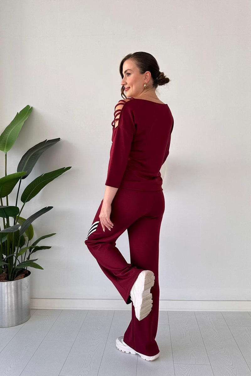 Burgundy Shoulder Detail Two-Piece Suit