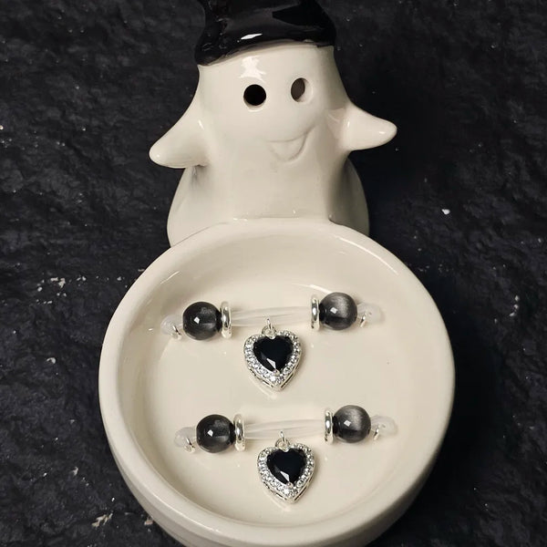 Black Crystal + Gemstone Nipple Rings