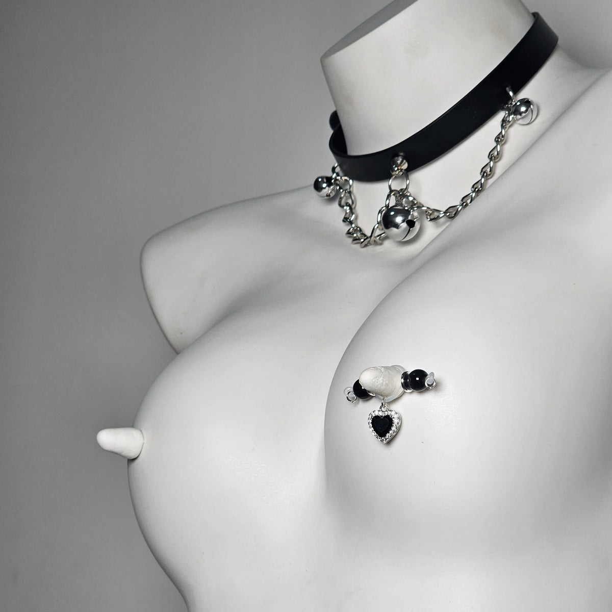 Black Crystal + Gemstone Nipple Rings
