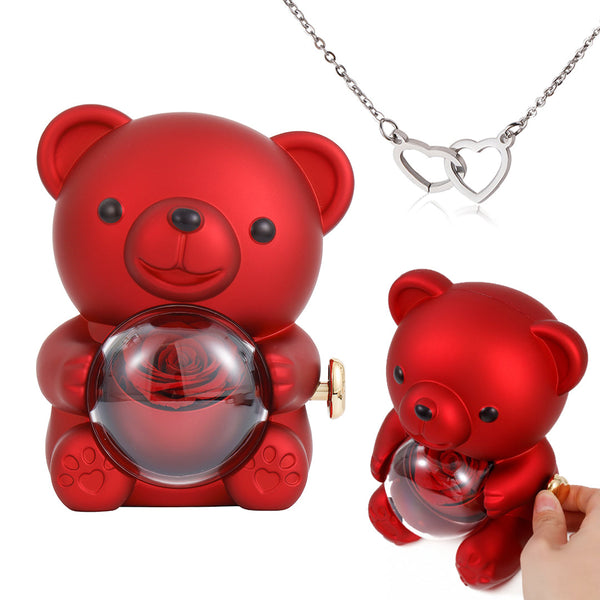 Secret Rose Bear Necklace Gift Box