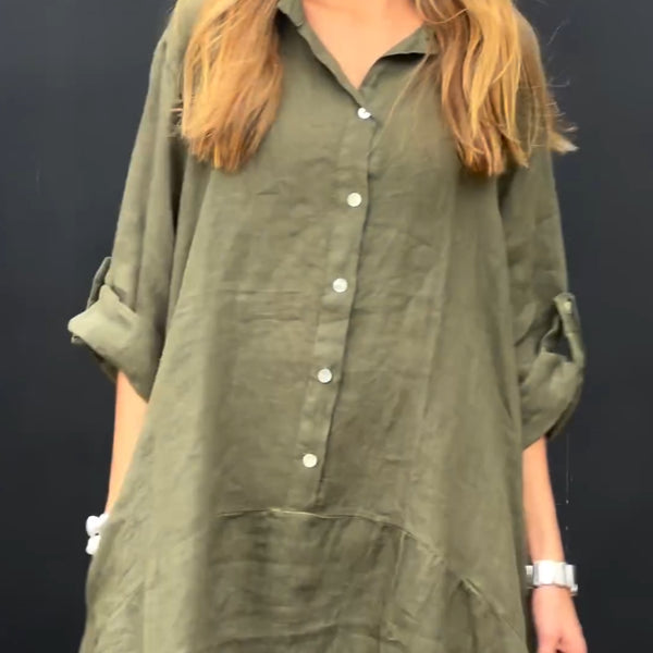 Maxi dress in cotton and linen blend