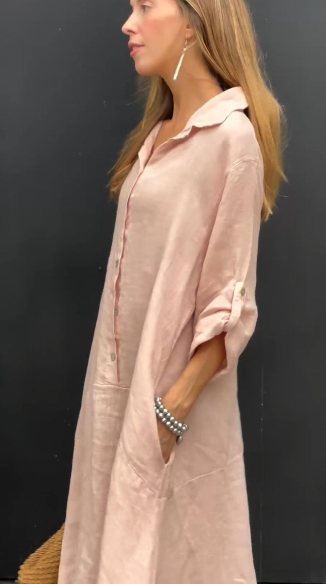 Maxi dress in cotton and linen blend