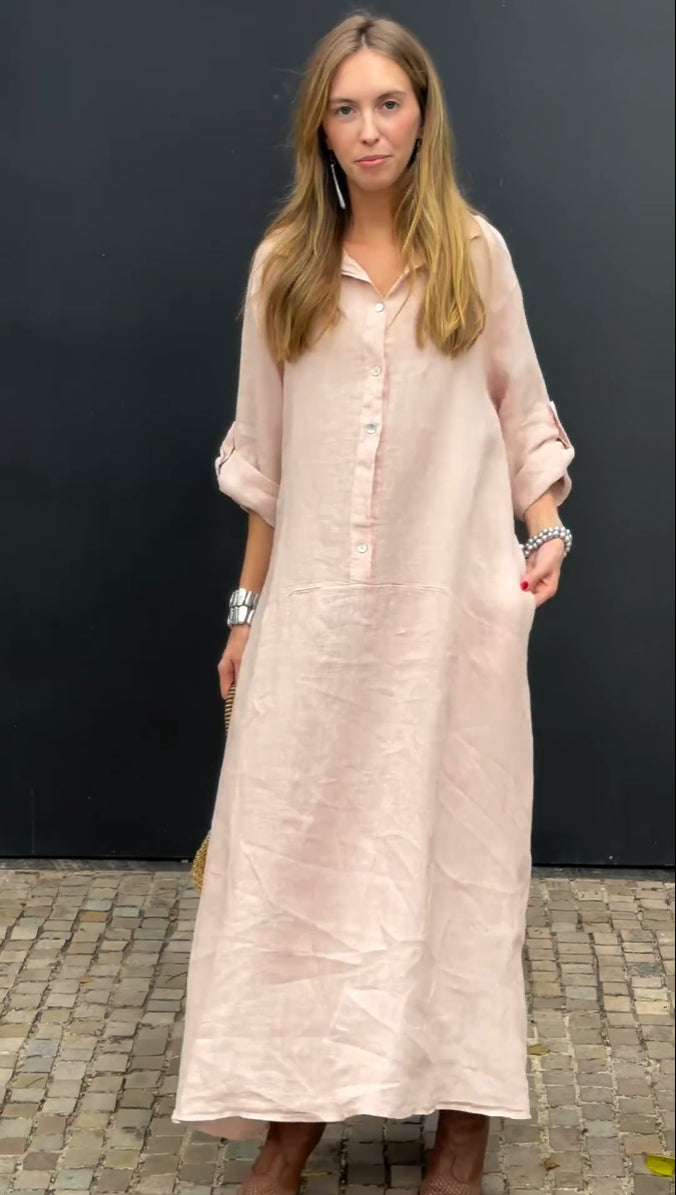 Maxi dress in cotton and linen blend