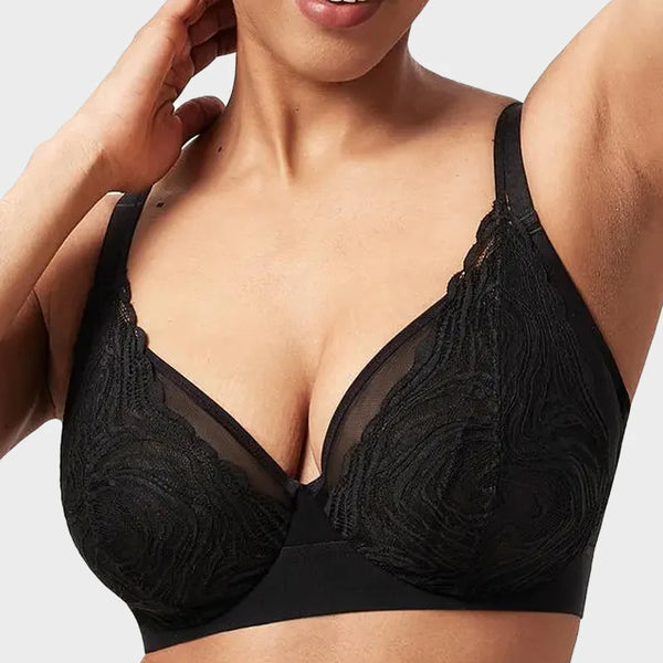 Plus Size Lace Mesh Full-Coverage Underwire Bra