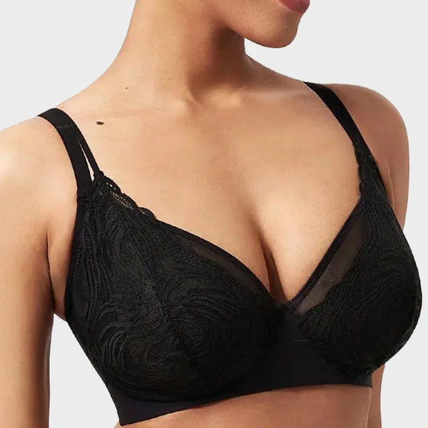 Plus Size Lace Mesh Full-Coverage Underwire Bra