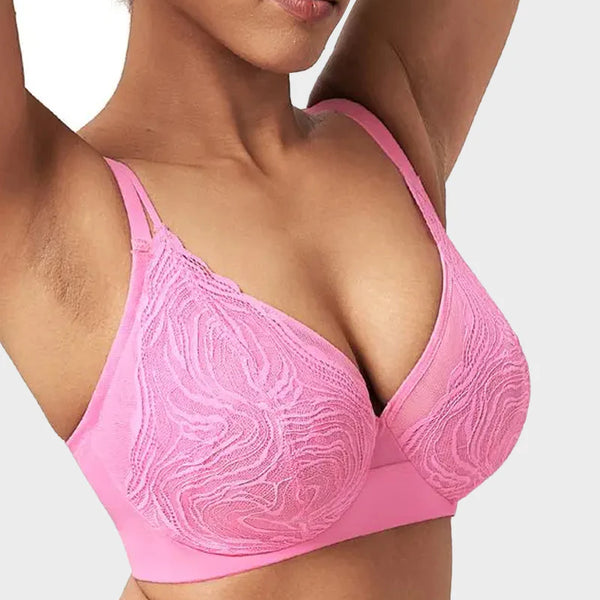 Plus Size Lace Mesh Full-Coverage Underwire Bra