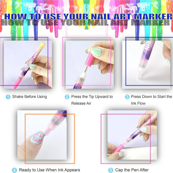 12 Colors Nail Art Pens Set