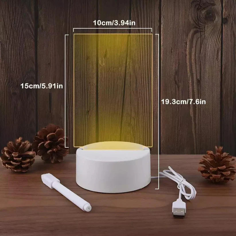 Acrylic Rectangle Writing Pad Table Lamp With Pen