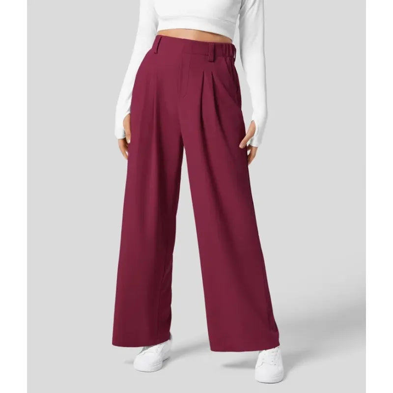 High-waisted straight loose tapered pants