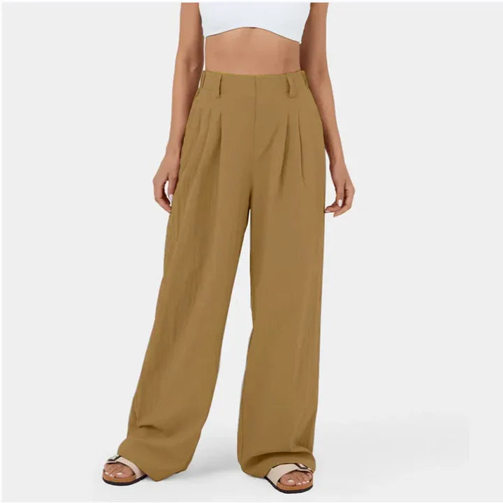 High-waisted straight loose tapered pants
