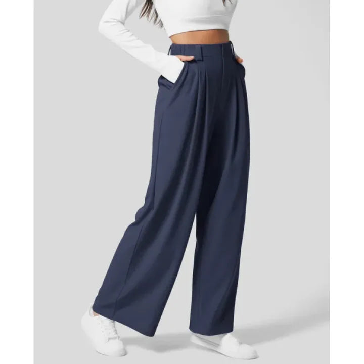 High-waisted straight loose tapered pants