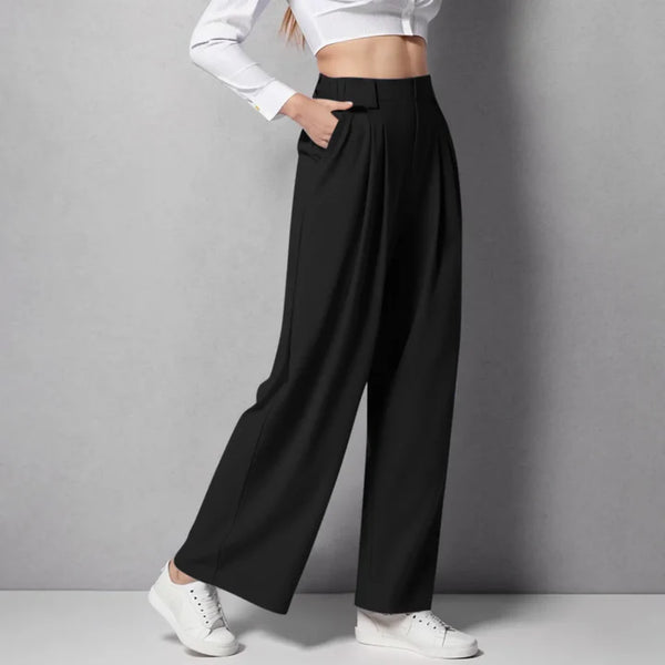 High-waisted straight loose tapered pants