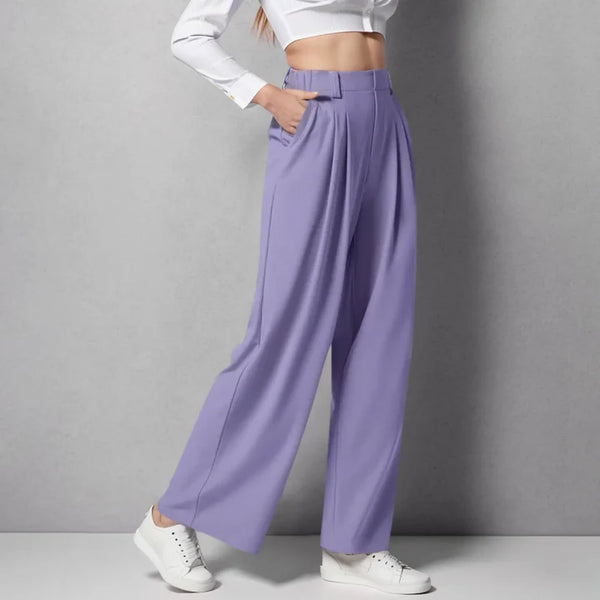High-waisted straight loose tapered pants