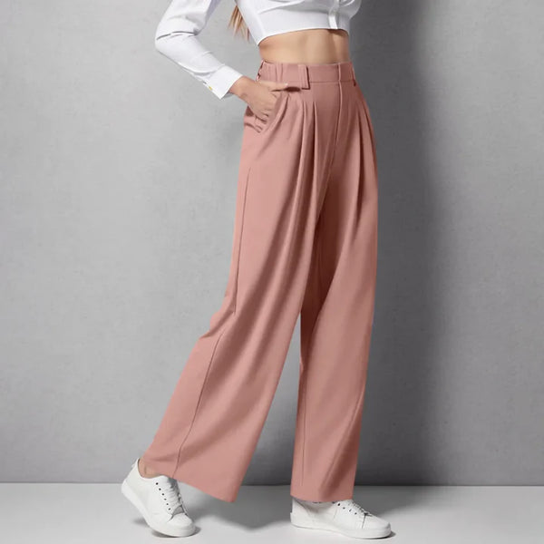 High-waisted straight loose tapered pants
