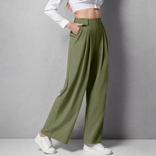 High-waisted straight loose tapered pants