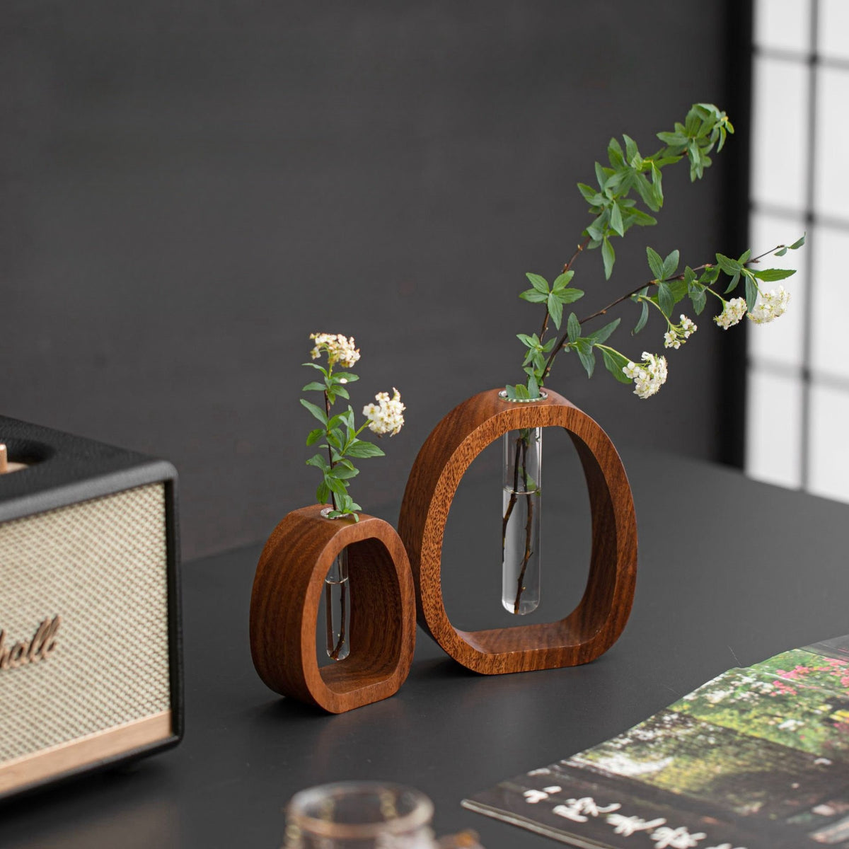 Solid Wood Glass Vase