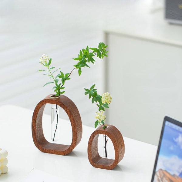 Solid Wood Glass Vase