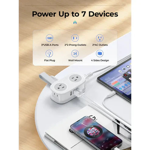 UXEK Travel Power Strip |Power Up to 7 Devices