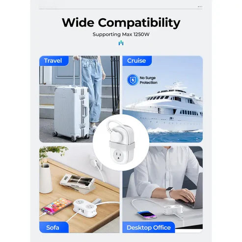 UXEK Travel Power Strip |Power Up to 7 Devices