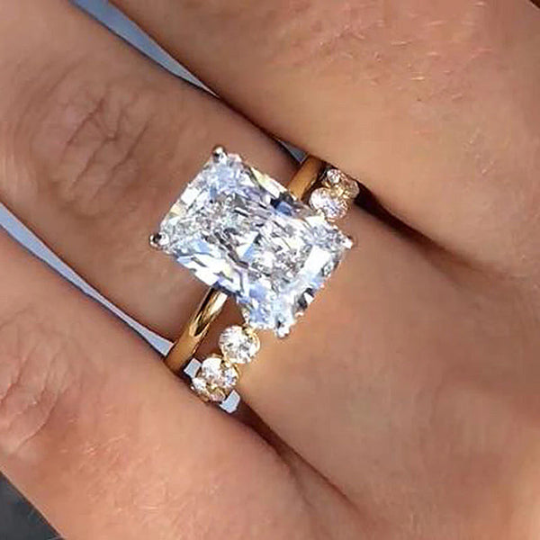Stunning Radiant Cut Sterling Silver In Golden Tone