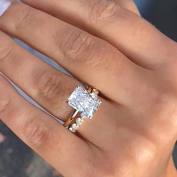 Stunning Radiant Cut Sterling Silver In Golden Tone