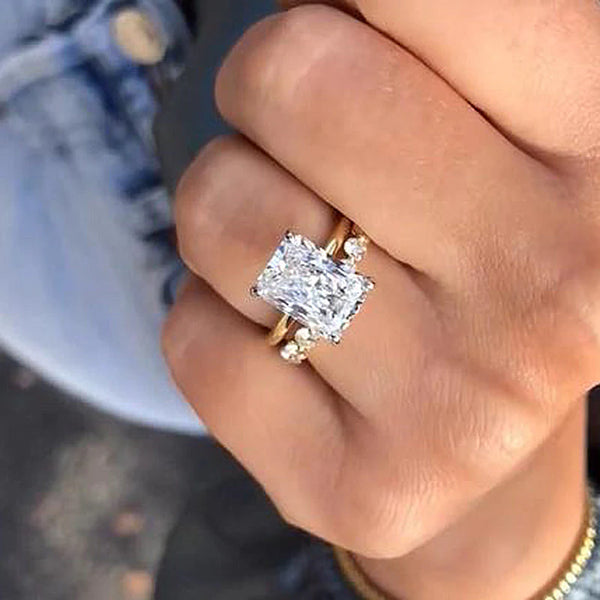 Stunning Radiant Cut Sterling Silver In Golden Tone