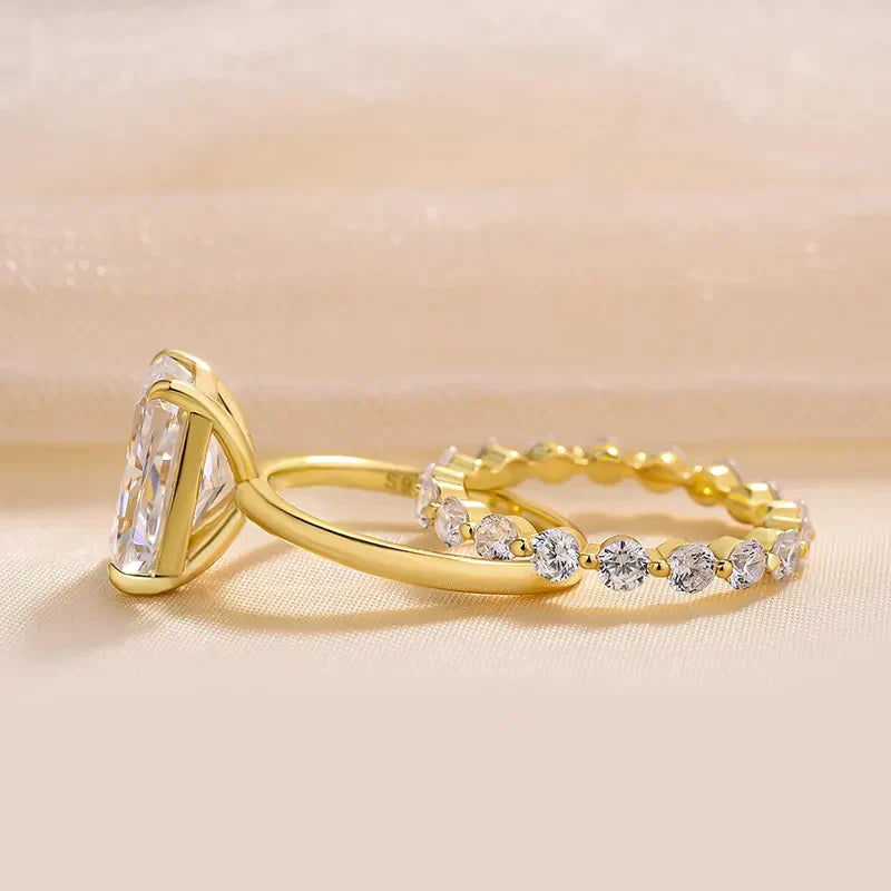 Stunning Radiant Cut Sterling Silver In Golden Tone