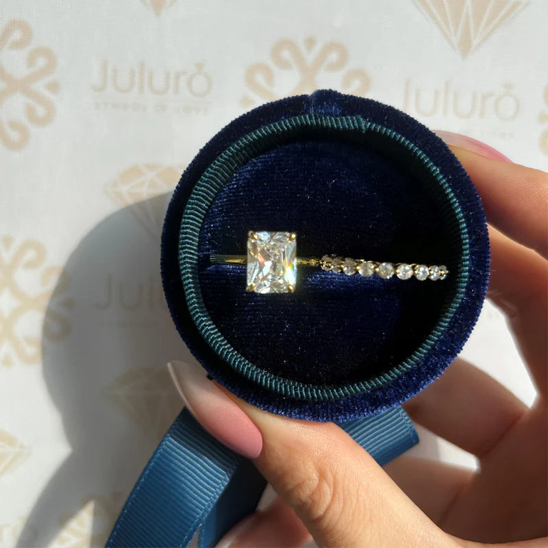 Stunning Radiant Cut Sterling Silver In Golden Tone