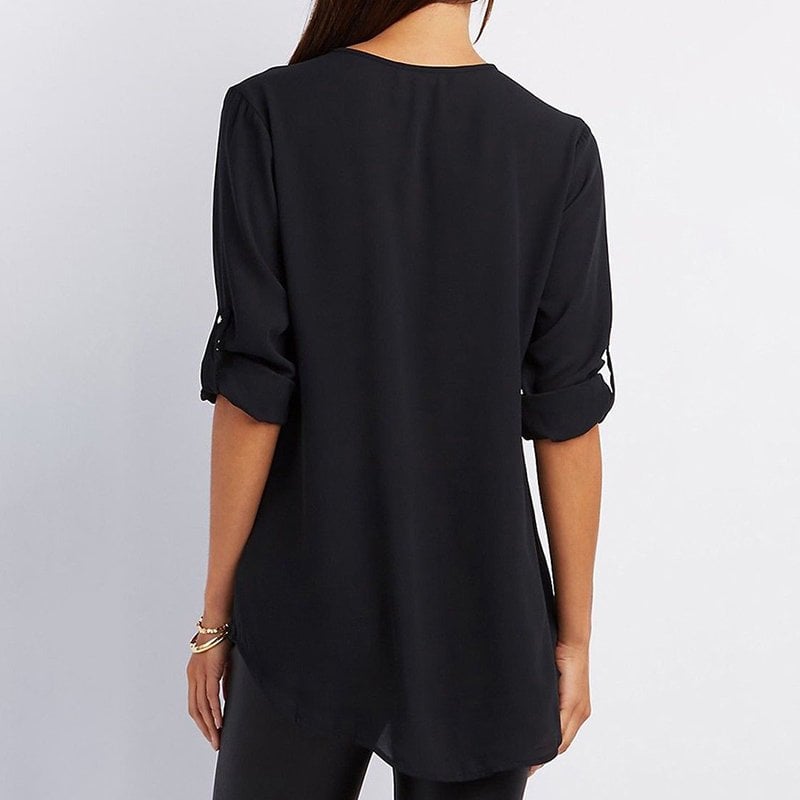 ChicFlow V-Neck Chiffon Blouse for Women