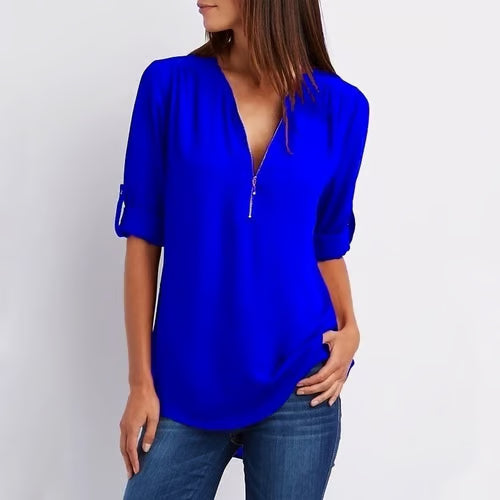 ChicFlow V-Neck Chiffon Blouse for Women