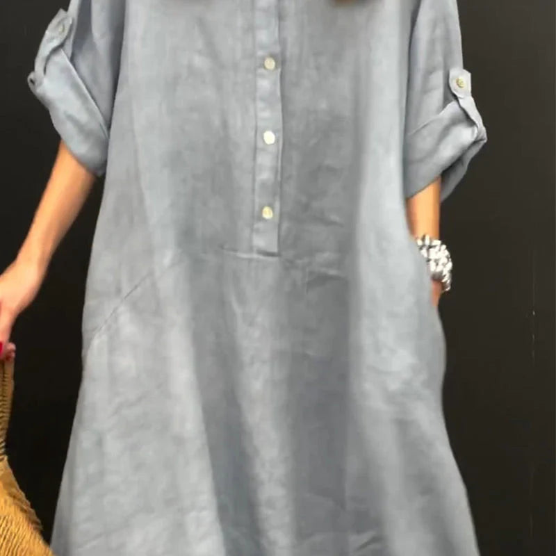 Maxi dress in cotton and linen blend