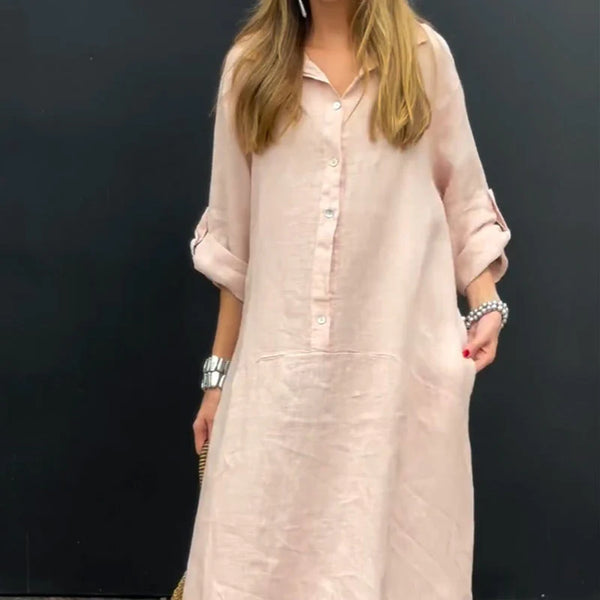 Maxi dress in cotton and linen blend