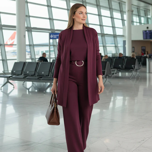 Elegant 3-Piece Cardigan, Top & Pants Set