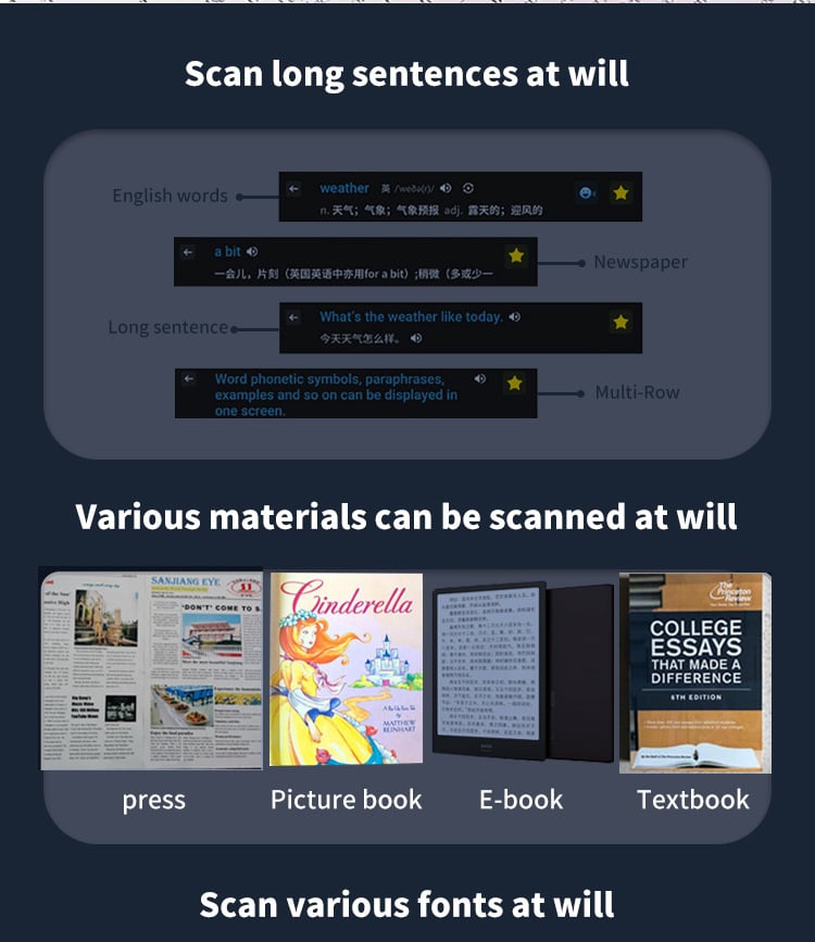 Language Translation Scanning Reading Pen